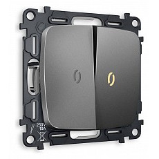 Выключатель двухклавишный с подсветкой без рамки ambrella volt quant mo654010